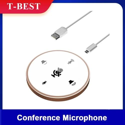 Desktop USB Conference Speakerphone Microphone Built-in Speaker 360° Omnidirectional PC Computer Condenser Mic Plug & Play