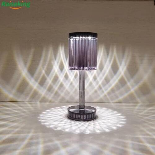 New design Home decoration acrylic transparent crystal rechargeable cordless restaurant table lamp with battery operated