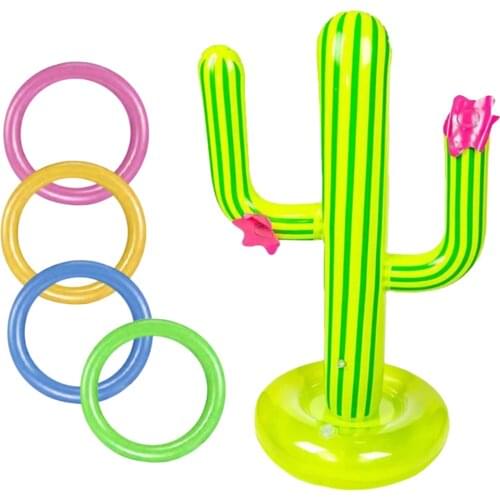 Outdoor Swimming Pool New PVC Inflatable Cactus Ring Toss Game Set Floating Pool Toys Beach Party Supplies Party Ice Bar Travel