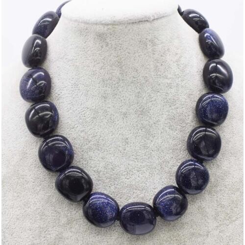 Blue Aventurine square 20-22mm necklace 17inch wholesale beads nature FPPJ woman 2018