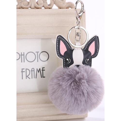 2018 New Arrival Pompom Fluffy Fur Dog Keychain Faux Rabbit Fur Pompon Ball keyring Women Bag Pom Pom Key Chain Car Key Holder