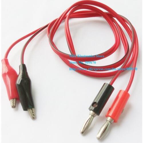 Banana Plug To Alligator Test Probe Clamp Clip Cable About 1M/Free Shipping/2PCS