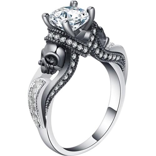 Seanlov Womens Skull Ring European And American Punk Style Motor Biker Men Party Ring Birthday Stone Skull Mens Jewelry Rings