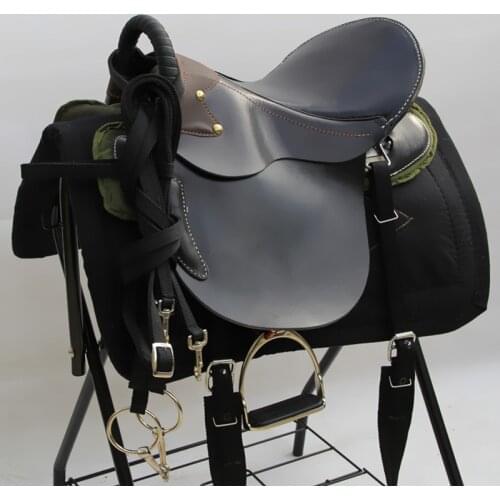 Horse Riding Saddle Pad Horse Equipment Genuine Leather Saddle Real Cowhide Full Set With Mouth Bit Halter Anti-skid Accessories