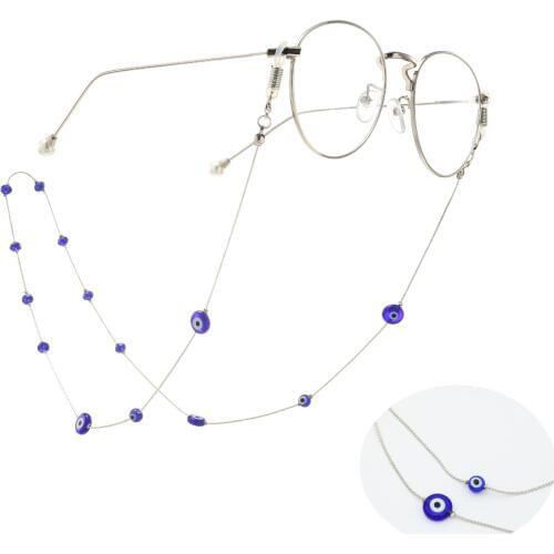 Blue Crystal Beads Glasses Lanyard Rope Evil Eye Eyeglasses Cord Sunglasses Strap Holder Neck Band For Eyewear