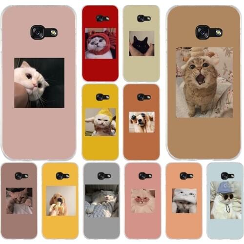 18AS Cute cat Silicone case for Samsung Galaxy A3 A5 A6 Plus A7 A8 2016 2017 2018 A50 A30 cover funda