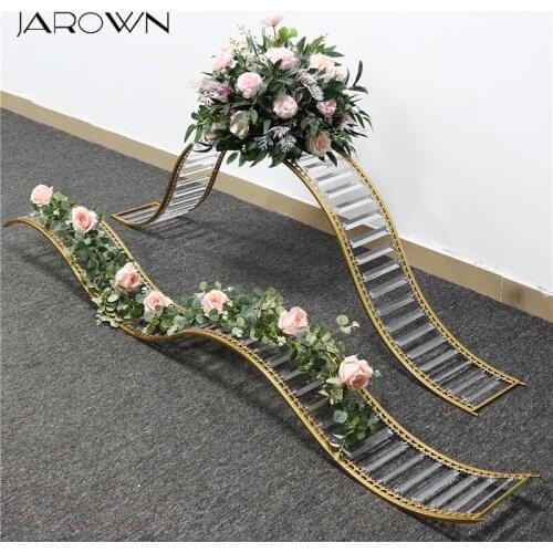 JAROWN Wedding Decor Flower Stand Acrylic Wave S-shaped Ever Changing Big Wave Grid Road Lead Iron Art Wedding Gold Decoration