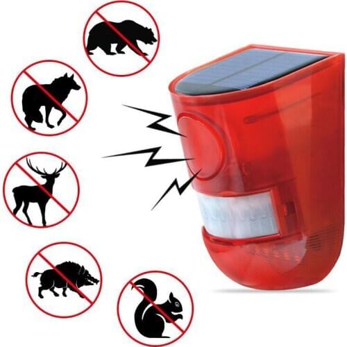 Solar Sound Light Alarm Lights Motion Detector 110db Alarm Waterproof Security Siren Light