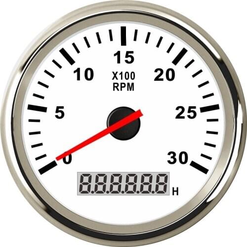 SPR 85mm Tacho Meter Tacho Sensor with LCD Hourmeter 3000 4000 6000 8000 RPM for Marine Boat Car 12V/24V with Red Backlight