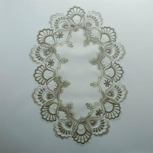Creative White Color Jacquard Cloth Christmas Bells Embroidered Lace Trim 30x50cm Oval 40cm Round Doily Placemats