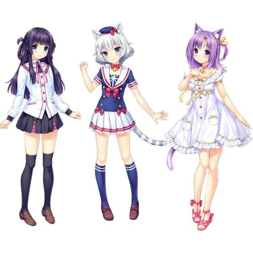 Three Ratels CD1 funny NEKOPARA_CHRONICLE Waterproof Decal Cute cats ear girls sticker on Wall Fridge car moto Fridge