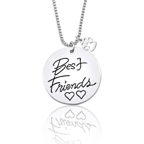 Best Friends Necklace For Women Metal Heart Pet Dog Paw Claw Tag Pendant Necklace Friendship Animal Memorial Jewelry Gift