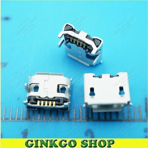 20pcs/lot Big Horn 4DIP Pins Micro USB Connector Charging Jack for Tablet PC Mobile Phones