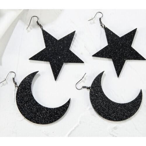 2020 New Design Vinyl Acrylic Earrings For Women Personality Transparent black Flash stars and moon Dangling Earrings Jewelry