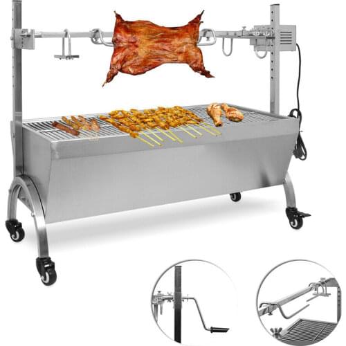 35" 88Lbs Large Stainless Steel BBQ Pig Pork Lamb Chicken Spit Roaster Rotisserie 18W Garden Outdoor Cooking