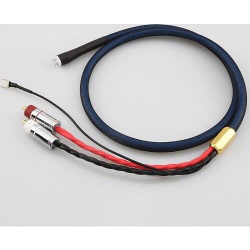 Audiocrast OFC Silver Plated With shielding 5DIN MALE to RCA U spade plug Audio Phono Tonearm Cable with Ground Wire