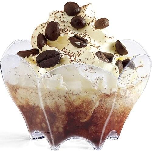 Free Shipping Party Supplies, Disposable Plastic Tableware, 70*44mm/60ml White Petal Dessert Cake Bowl, 100/Pack