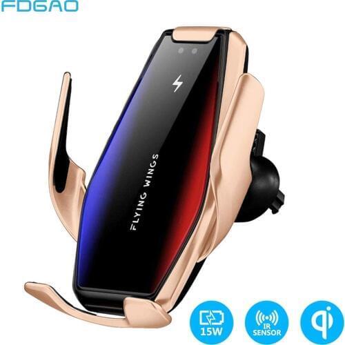 15W Wireless Charger Infrared Sensor Automatic Qi Fast Charging Phone Holder Car Mount For IPhone 12 11 XS XR 8 Samsung S20 S10