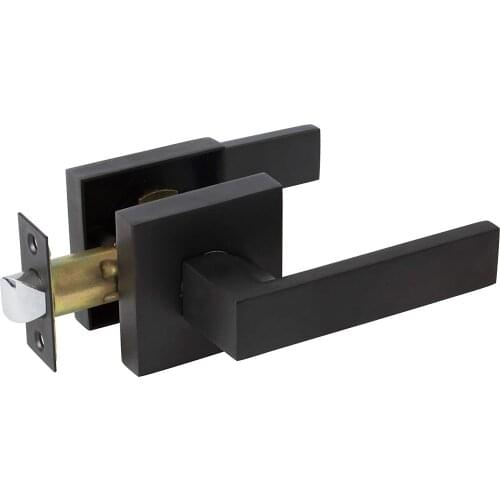 Black lobby / closet door handle without key door handle, with square interior door handle