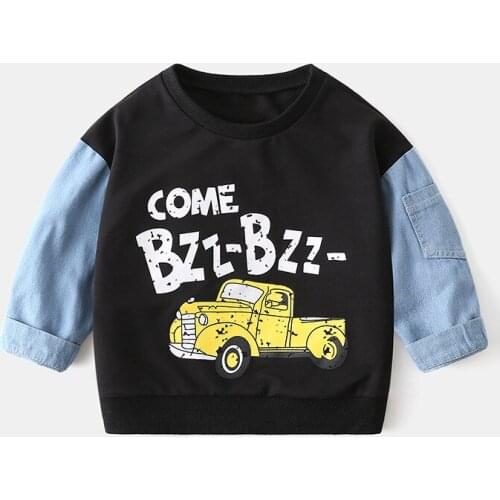 Childrens T-shirt Baby Autumn Clothing Childrens Long Sleeve Tees 2-7 Years Kids Casual Tops Boys Print Car Clothes