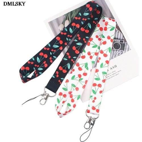 DMLSKY Funny Cherry Fruit Lanyard Keychain Lanyards for keys Badge ID Mobile Phone Rope Neck Straps Accessories Gifts M4595