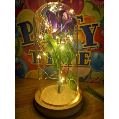 Forever Rose Flower With LED Rose Lamp Light Glass Dome Bottle Artificial Magical Wedding Party Mother Day Women Girls Gift Gold