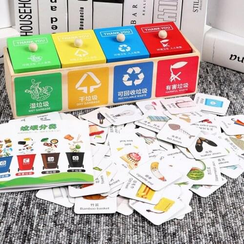 Garbage Sorting Toy Early Educational Toys Mini Trash Can Clean Trash Sorting Learn Basic Life Skills