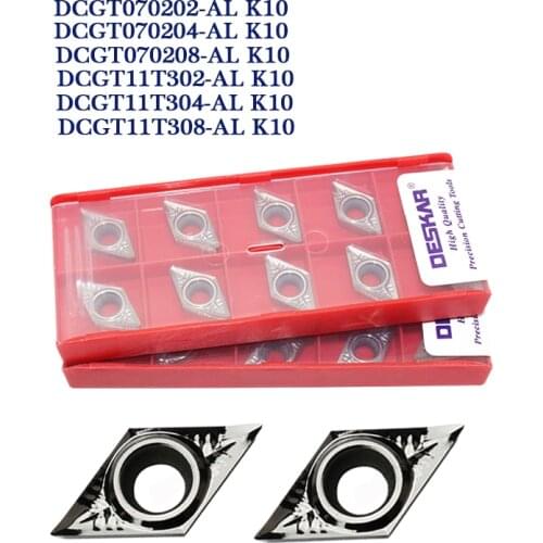 10PCS DESKAR Insert DCGT070202 DCGT070204 DCGT070208 AL K10 DCGT11T304 DCGT11T308 CNC Lathe Turning Tool DCGT Blade for Aluminum