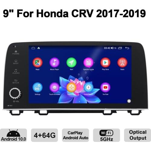 Joying Android 10 9” Central Multimedia 1 din Car Radio For Honda CRV 2017-2019 With DSP Optical Output Bluetooth DVR Camera 4G