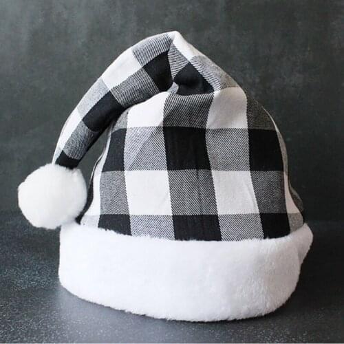 Red Plaid Christmas hats Christmas Holiday Xmas Cap for Santa Claus Christmas Hat Adult kids Gifts for Home Party