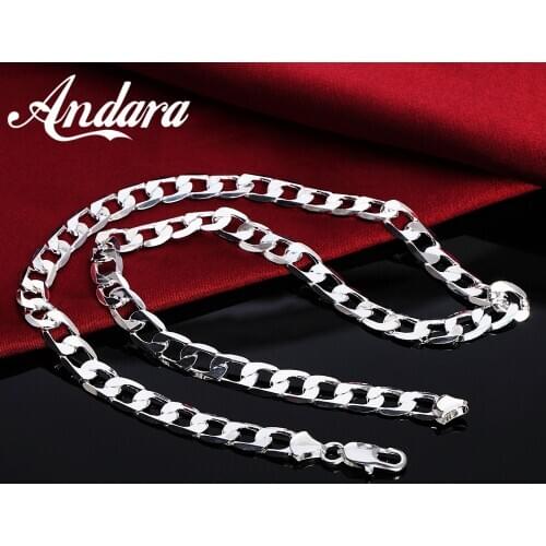 Fashion 925 Sterling Silver Necklace Sideways Mens & Womens Necklace Jewelry Multi-size 6MM16``18''20''22''24