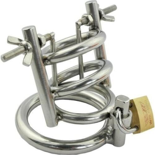 Stainless Steel Male Chastity Cage Extending Stretching Pins Locking Device CC41 Cock Ring Male Chastity