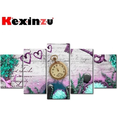 5pcs Full Square/Round Drill 5D DIY Diamond Painting Cross Stitch"Flower Home" Multi-picture Combination Embroidery Decor Home a
