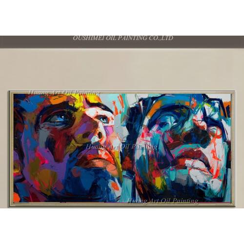 New Hand Painted Modern Abstract Knife Portrait on Canvas Wall Art Home Decor Oil Painting Mural Picture Look at Sky Character