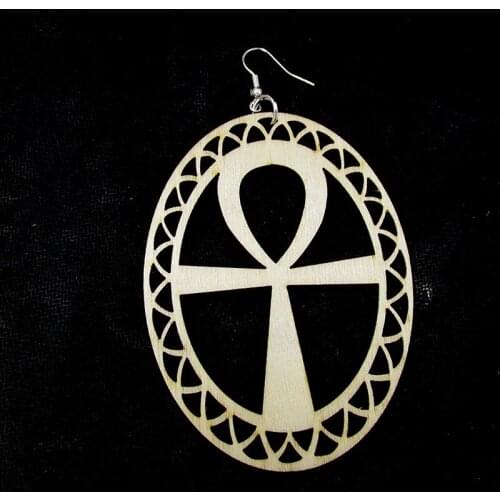 5pairs/lot 2016 Newest Ankh Hoop Wood Earrings