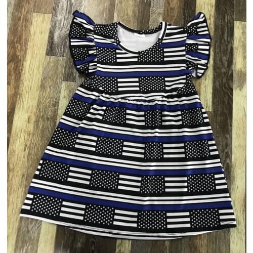 Newest Kids clothing Baby Girl Independence Day plaid striped flag print dress