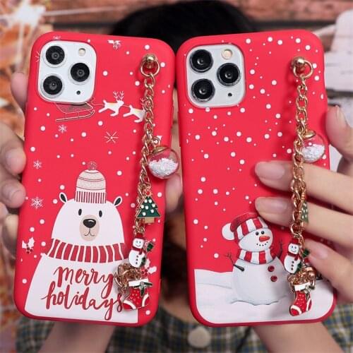 New Year For iPhone 13 12 Pro Max Mini Christmas Chain Doll Case For iPhone 11 Pro XS MAX X XR SE 2020 7 8 6 6S 5 5S SE Plus Bag
