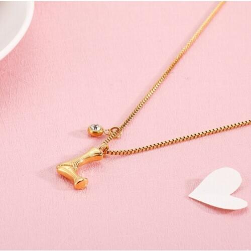 Origin Summer Creative Stainless Steel Irregular Letter Pendant Necklace for Women Gold Color Circle Rhinestone Necklace Jewelry