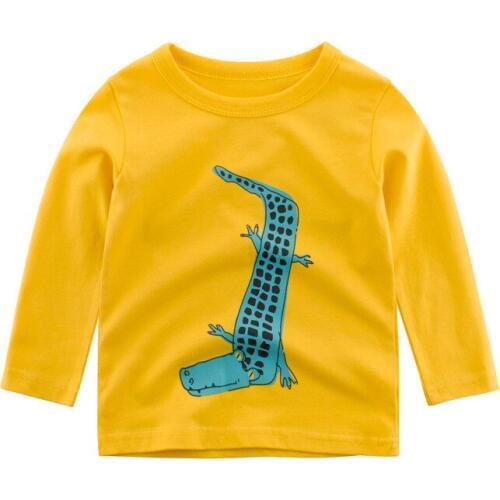 2 3 4 5 6 7 8 9 Years Boys Shirts Autumn New Arrival Cotton Cartoon Crocodile Print Tops For Boys Kids Clothing Children Tees