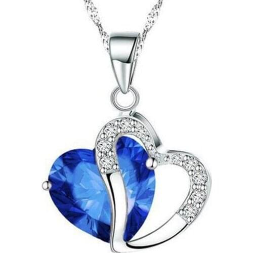 Fashion Women Necklace cubic zirconia inlaid heart chain pendant necklace jewelry gifts Womans accesories necklaces 2019