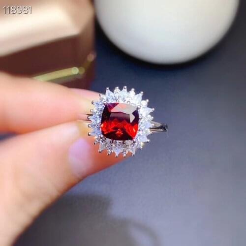Simple garnet ring, bamboo style, exquisite and beautiful. 925 Sterling silver, package, cheap