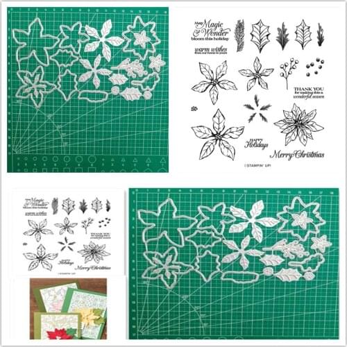 Christmas Poinsettia Petals Metal Cutting Dies and Stamps Scrapbooking Decoration Paper Card Embossed Photo Album Craft Template