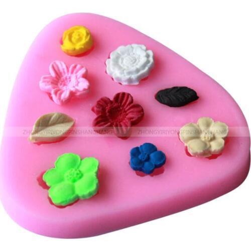 Sugarcraft Nine-Leaf-Flower silicone mold fondant mold cake decorating tools chocolate gumpaste mold