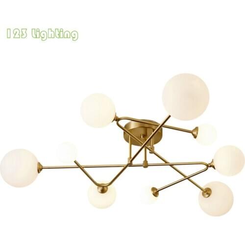 Modern White Glass Chandeliers Living Room Restaurant Lighting Fixtures G9 LED 110-220V Gold Metal New Design Room Hanglamp