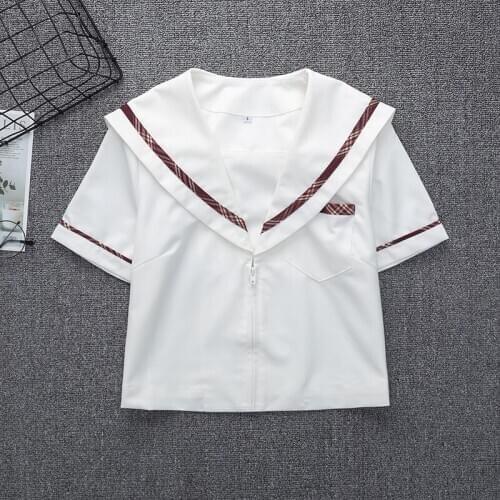 Japanese JK short sleeve sailor uniform White Cotton student school uniform female summer college wind Cosplay Sailor Suit tops