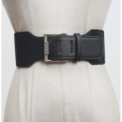 Womens runway fashion elastic PU leather Cummerbunds female Dress Corsets Waistband Belts decoration wide belt R3209
