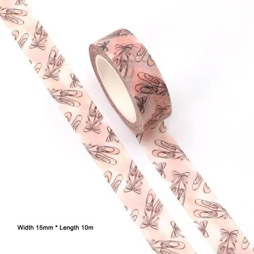 1PC 15MM*10M Pink Ballet Shoes Gifts washi tape Masking Tapes Decorative Stickers DIY Stationery School Supplies