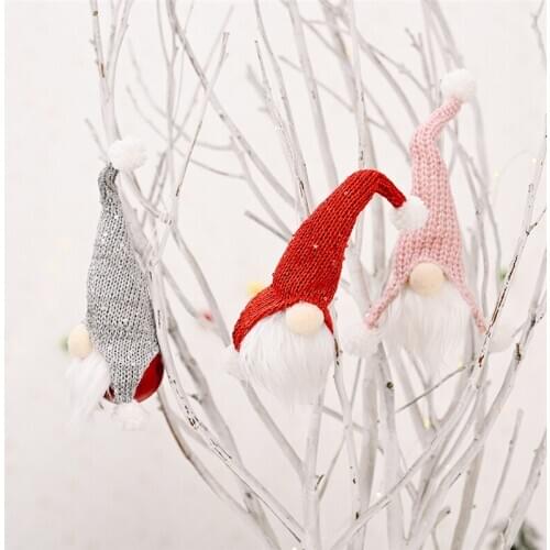 18 Pcs Christmas Bell Handmade Swedish Stuffed Toy Santa Gnome Doll Xmas Tree Hang Pendant New year Decoration Wholesale X2