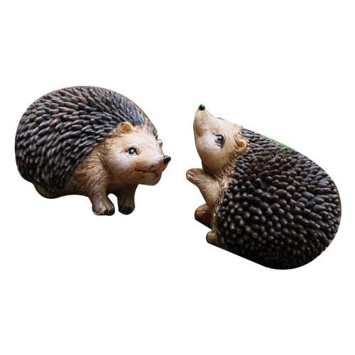 2pc Vivid Solid Resin Emulation collectable Hedgehog Indoor Outdoor Garden Decor