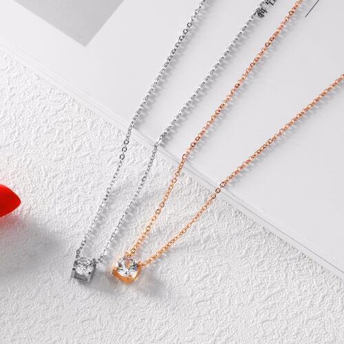 2020 Jewelry Cubic Zircon Gold Color Necklaces For Women Romantic Women Silver Color Clavicle Necklaces Pendants For Female